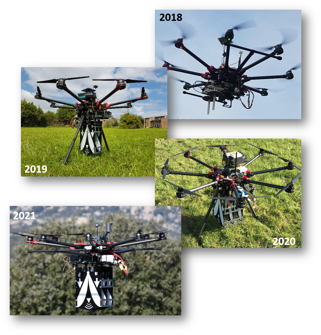 Fotografía que muestra la evolución de los prototipos desarrollados por TSC-UNIOVI